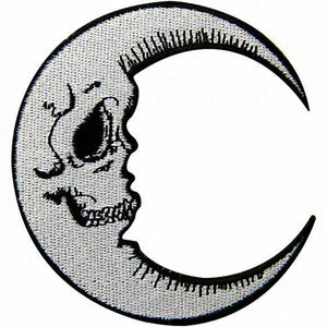 Luna Grinning‎ Skull Face Embroidered Moon Applique Iron On Patch